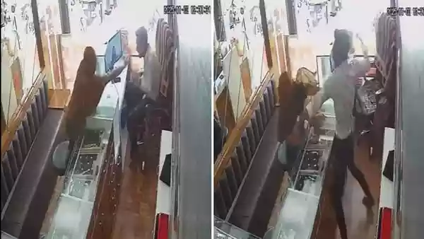 A woman in Ahmedabad who entered a jewellery shop with the intention of committing a robbery failed in her attempt and was instead met with a flurry of slaps