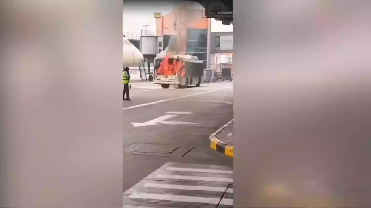 Air India bus catches fire at Delhi Airport