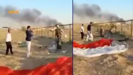 Local residents in Kuwait attacked a US soldier after he landed from his parachute. A viral video on social media shows an American soldier pleading to the