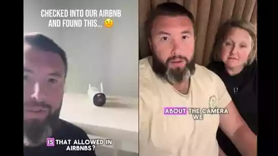 An Australian family of five walked out of their Airbnb accommodation after discovering a camera in the living room. Kriss and Kate Hardman had checked into the four-bedroom property in Perth when they noticed a massive camera blinking with a red light, suggesting it was active.