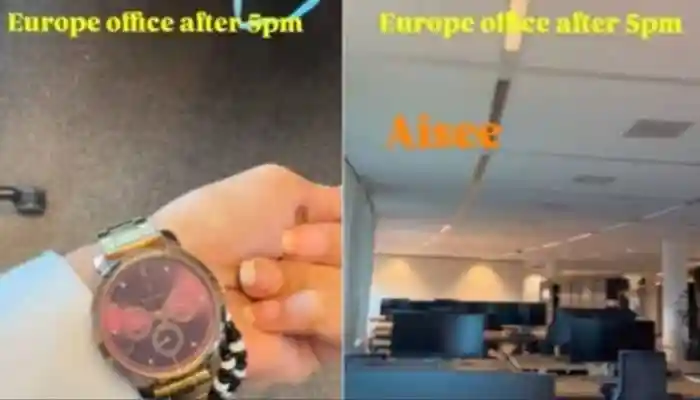 An Indian woman's viral clip showing a European office completely empty by 5 PM has sparked a major debate on work-life balance and the demanding culture of Indian corporates. An Indian woman who resides in Europe has sparked a huge online debate after posting a video that depicts the sight not frequently seen in most Indian offices: an office floor devoid of people by 5 PM.