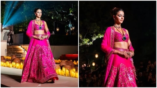Ananya Panday dazzled as the showstopper at Punit Balana's 10-year anniversary show at Jaipur's Rambagh Palace on August 22, 2025. The actor wore a hot pink lehenga that highlighted Rajasthani heritage with modern flair. <strong>Also read | </strong><strong>Ananya Panday opens Lakme Fashion Week 2025 as showstopper for Anamika Khanna in stunning silver-blue ensemble. See pics</strong>