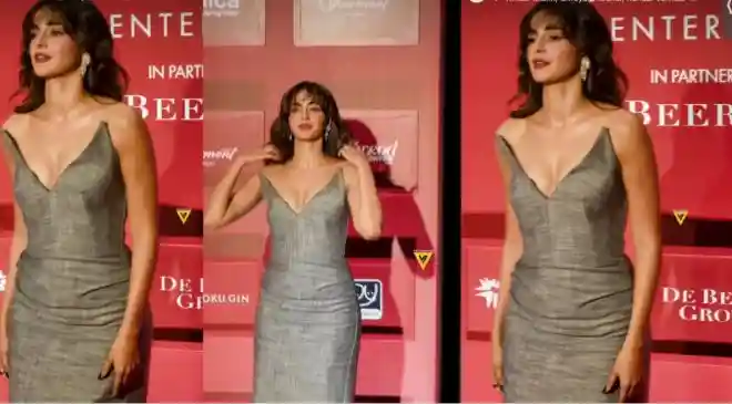 Ananya Panday turns heads at The Hollywood Reporter Women in Entertainment soirée in a sculpted Maticevski Saucy Minx dress paired with Aquazzura pumps Ananya