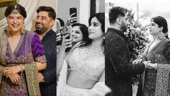 Anshula Kapoor has shared the first pictures from her Gor Dhana with her fiancé, writer Rohan Thakkar. Gor Dhana is a Gujarati pre-wedding ceremony similar to an engagement. Taking to Instagram, Anshula Kapoor posted the pictures that featured her family members, including father Boney Kapoor, brother Arjun Kapoor, and half-sisters Janhvi Kapoor and Khushi Kapoor.