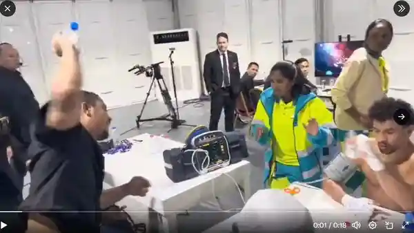 Anthony Taylor hits Goyat with water bottle backstage