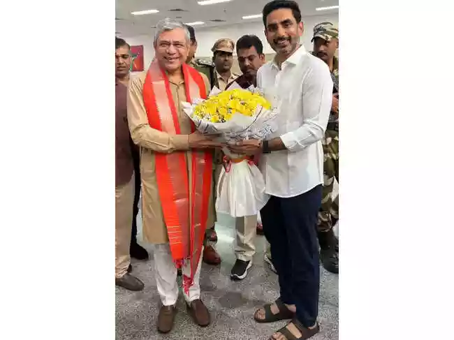 Union Minister on Tuesday arrived in to participate in the foundation stone laying ceremony of the AI Data Centre at Tarluvada in Anandapuram mandal