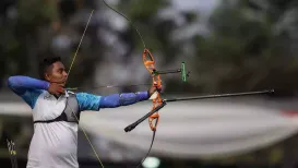 The Indian men's recurve team produced its most stirring performance in recent memory to stun heavyweights South Korea in a nerve-wracking shoot-off to clinch