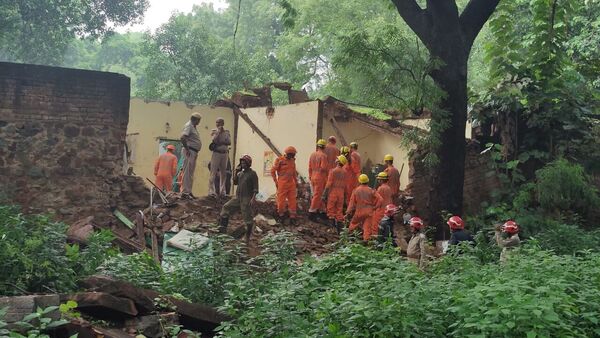 At least eight or nine people are feared trapped, fire officials said on Friday, as a portion of Humayun's Tomb in Delhi's Nizamuddin area collapsed amid heavy rain. According to a report by news wire PTI quoting a Delhi Fire Services official, the department received a call regarding the falling of a portion of the historic Humayun's Tomb at around 4:30 pm on Friday, Independence Day.