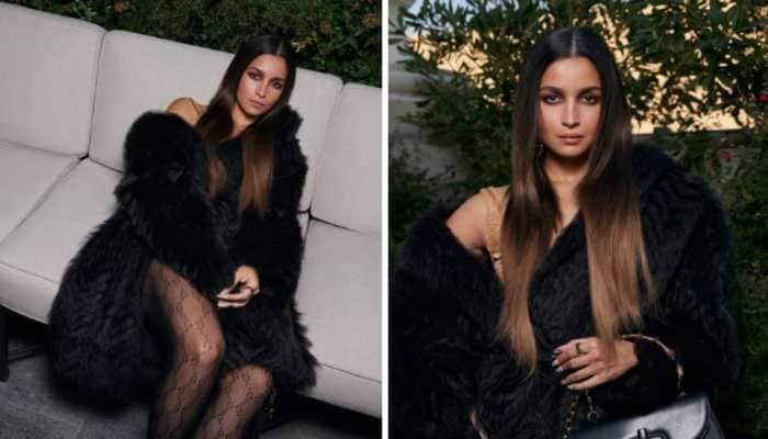 At Milan Fashion Week 2025, Alia Bhatt wore a dramatic black fur coat from Gucci's new 