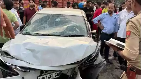 <b>Ghaziabad:</b> Three women were killed and a man injured after a speeding Toyota Glanza rammed into a group of morning walkers at the T-point of GT Road near Rakesh Marg in Ghaziabad early Saturday morning, police said. The unidentified driver fled the scene, leaving the vehicle behind. “The driver of the car fled the spot soon after. We have seized the car and will soon trace the driver; besides, legal action will also be initiated. Two women were declared dead on arrival by the hospital, while the third died during treatment,” assistant commissioner of police (ACP) of Nandgram Circle, Upasana Pandey said.