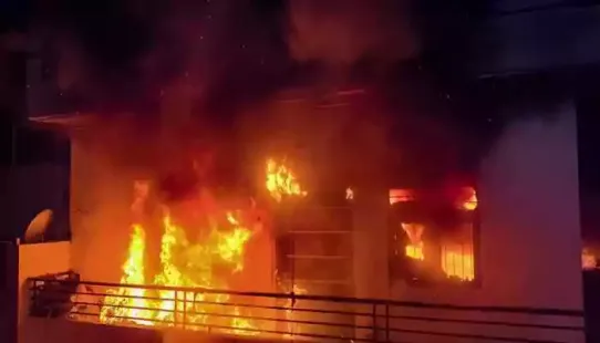 A 7-year-old girl, daughter of BNP leader Belal Hossain, died when a mob torched their home in Lakshmipur Sadar upazila early Sunday, reports the Daily Star