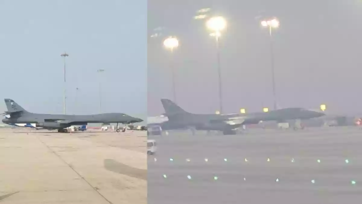 Those who landed in Bengaluru airport recently were in for a treat after they spotted a B-1B Lancer quietly parked next to commercial jets