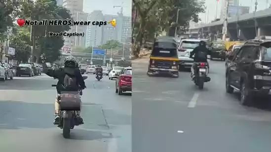 Biker clears way for ambulance amid Mumbai traffic