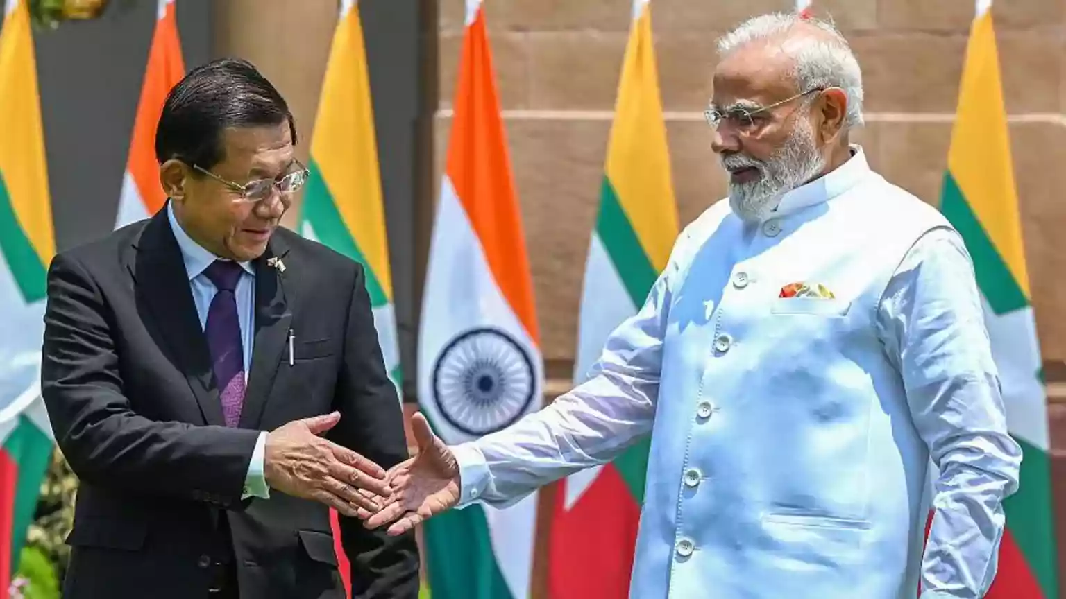 Myanmar President Min Aung Hlaing, who is in India on a five-day visit, has held talks with Prime Minister Narendra Modi, focusing on areas including trade