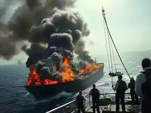 British military says ship ablaze after being struck off the coast of Yemen in the Gulf of Aden