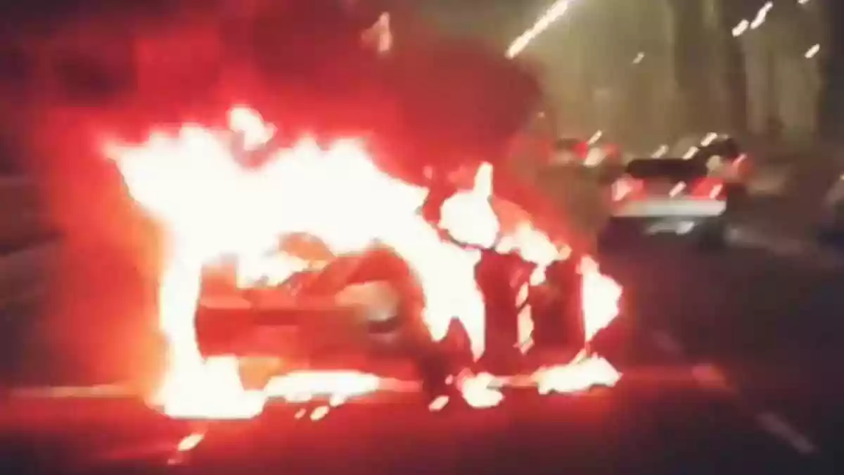 A car was set ablaze after collided with the divider on Mumbai's Bandra-Worli Sea Link. Several visuals of the horrific incident were shared on social media