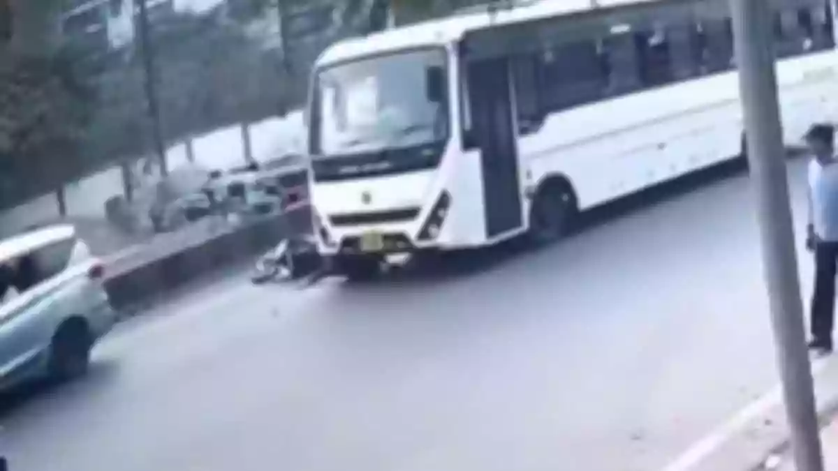 CCTV Captures Moment When Bus Runs Over Biker In Hyderabad