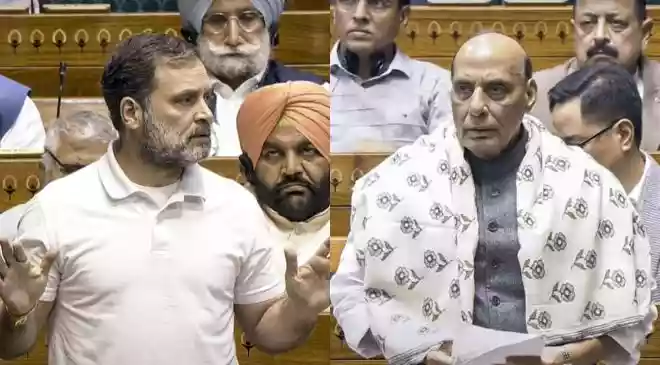 Rajnath Singh countered Rahul Gandhi, saying he cannot quote from the “unpublished” book and asked him to authenticate it before the House
