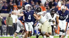 Chandler Morris was forced to leave Virginia's Saturday night game against Wake Forest after the quarterback took a scary hit in the second quarter