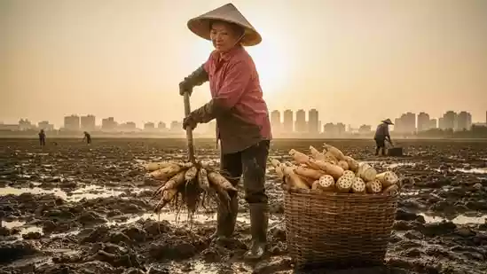 A businesswoman from central China who once enjoyed a life of privilege is now rebuilding her future through hard physical labour in rural lotus ponds
