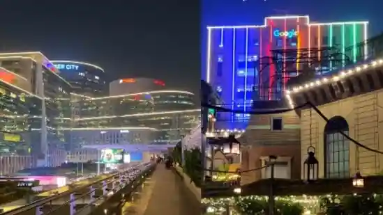 City lights meet festive lights