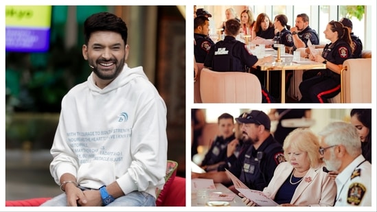 Comedian Kapil Sharma's restaurant, Kap's Cafe in Canada, has reopened its doors after the firing incident. What's heartwarming is that local police officers paid a special visit to the cafe to show their support, leaving Kapil touched by their gesture.