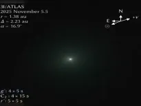 Interstellar comet 3I/ATLAS is exhibiting unusual behavior, glowing green due to diatomic carbon and hiding its tail after passing the Sun