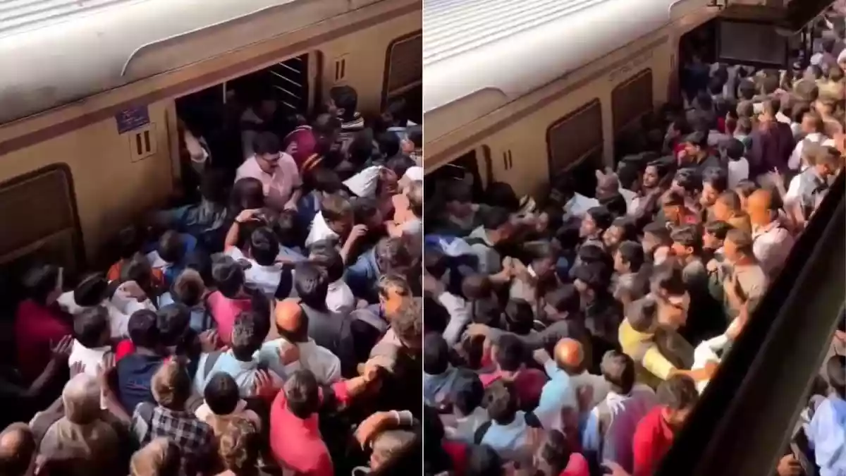A now-viral clip showing passengers desperately pushing and struggling to board an overcrowded train has triggered a heated debate on social media
