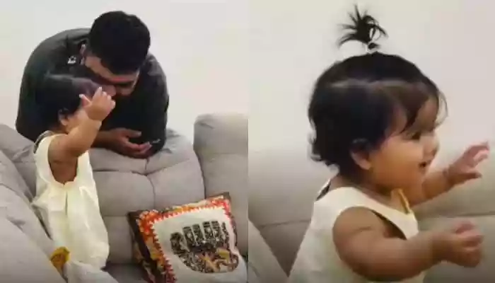 A cute baby girl’s funny argument with her parents in her own adorable language has gone viral on social media. Her confident expressions and dramatic