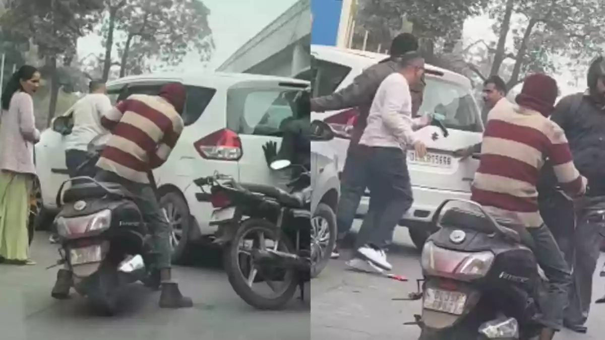Delhi Mercedes Owner Steps Out To Push Broken Ertiga & Help Clear Traffic