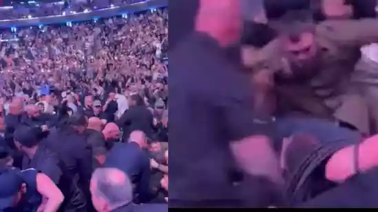 Dillon Danis was involved in a massive brawl with members of Team Khabib, including Abubakar Nurmagomedov and Magomed Zaynukov, during UFC 322 at Madison