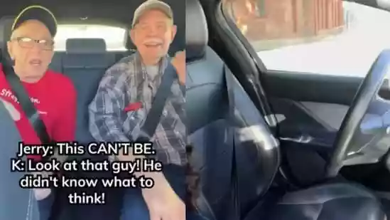 Elderly duo’s first ride in a self driving car wins hearts