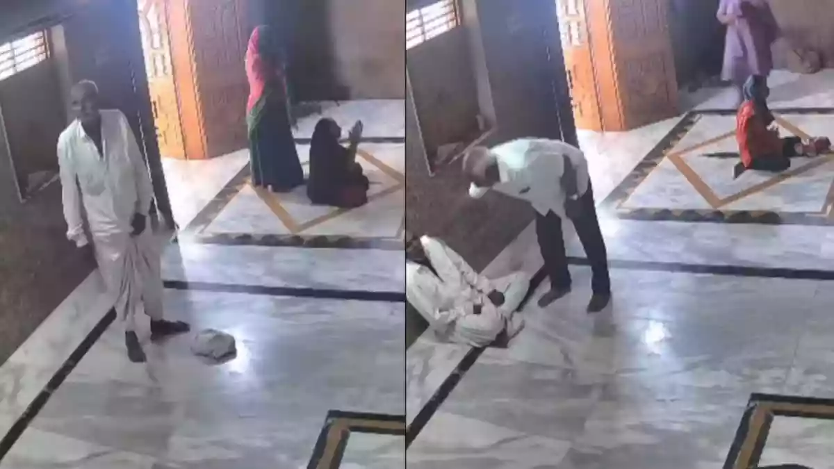 Elderly Man Collapses Inside Temple
