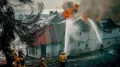 Evacuation orders in California are in effect due to a rapidly growing wildfire that has already burned six homes in the southern Los Angeles area