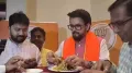 BJP MP Anurag Thakur and other party leaders on Tuesday relished fish and rice (maach bhaat) on the final day of campaigning for the first phase of the