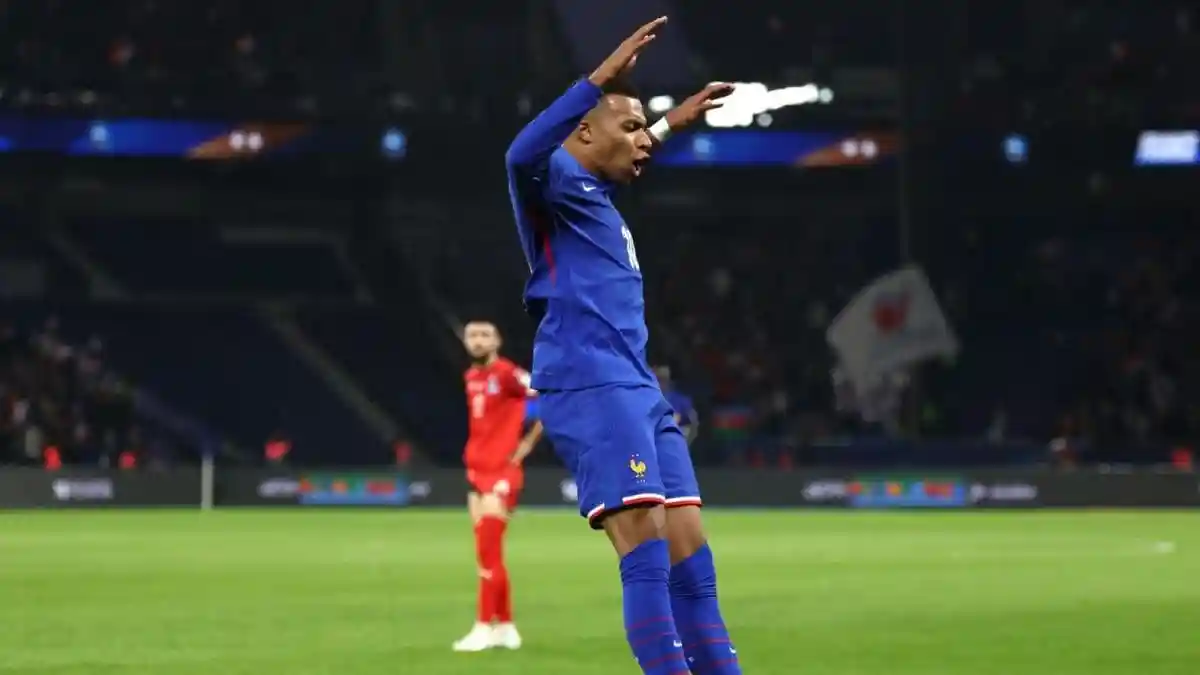 France and Real Madrid superstar Kylian Mbappe netted in his tenth successive game on Saturday in France's 3-0 win over Azerbaijan in the FIFA 2026 World Cup qualifier game between the sides a the Parc des Princes. Mbappe opened the scoring in the second minute of first half stoppage time with a sensational strike to give Les Blues the lead before Adrien Rabiot and Florian Thauvin added a strike each in the second period.France and Real Madrid superstar Kylian Mbappe netted in his tenth successive game on Saturday in France's 3-0 win over Azerbaijan in the FIFA 2026 World Cup qualifier game between the sides a the Parc des Princes.Mbappe opened the scoring in the second minute of first half stoppage time with a sensational strike to give Les Blues the lead before Adrien Rabiot and Florian Thauvin added a strike each in the second period.Mbappe contributed an assist for France's second goal but had to limp off late after contending for the ball with an opponent.France maintained a perfect record after three games, dominating Azerbaijan but struggling to create opportunities. It took an individual effort from Mbappe to break the deadlock in first-half stoppage time.