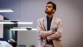Indian GM Arjun Erigaisi registered a massive win on Monday with his triumph over Magnus Carlsen in the fifth round of the Rapid Round-robin stage of the