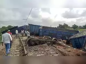 A freight train derailed near Bitroi railway station in Budaun, Uttar Pradesh. The incident occurred when two bulls entered the tracks