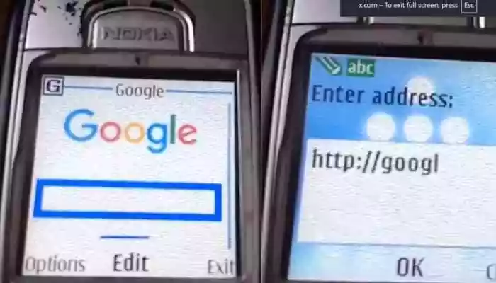 <strong>Nokia keypad phone:</strong> The viral clip shows a man typing “http://google.com” on a Nokia feature phone, after which the simple