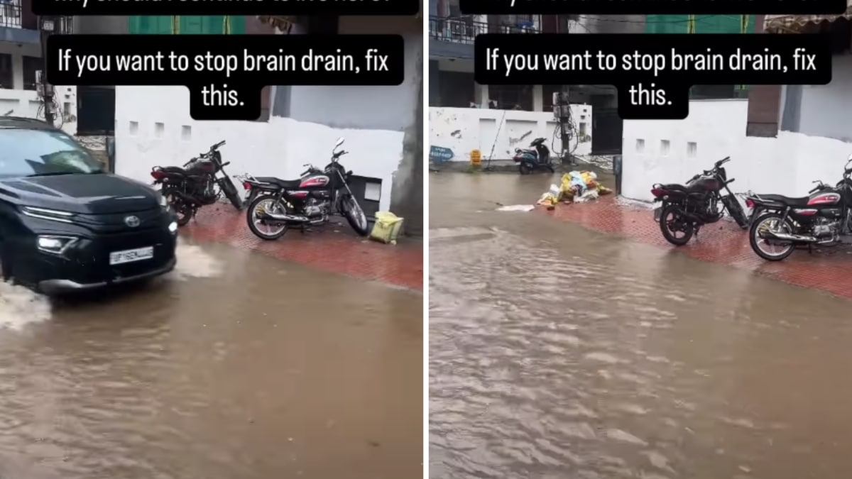 Gurgaon’s roads were left waterlogged after about an hour of rain, prompting a local founder to question the city’s civic services