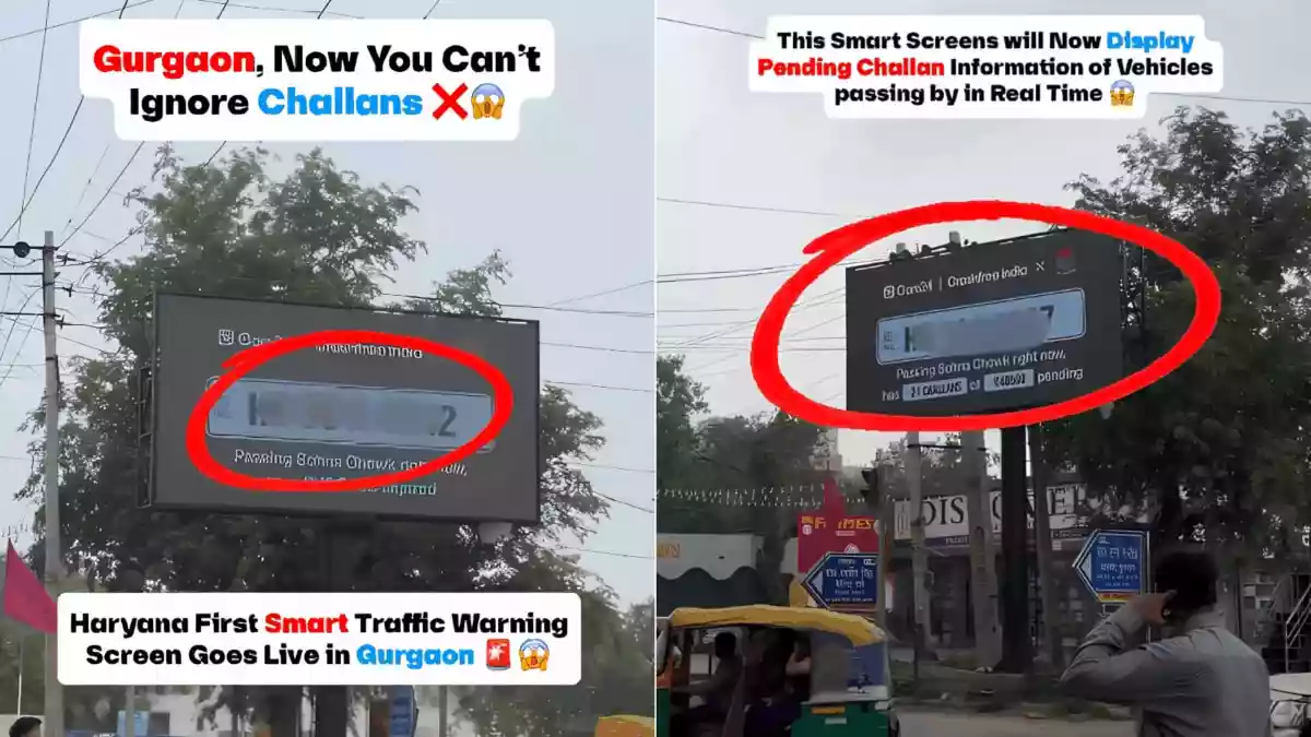 Gurgaon's AI Traffic Screen Publicly Displays Pending Challans