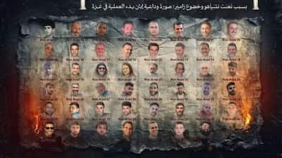 Hamas released a compilation image showing the 47 remaining Israeli hostages in Gaza on Saturday. Hamas described the photo as a farewell picture, labelling each hostage as “Ron Arad,