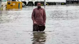 Dozens of flights were cancelled and delayed across airports in the UAE on Friday as thunderstorms lashed the desert nation. Roads were left inundated