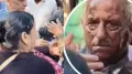 An unexpected scene of chaos unfolded in Himachal Pradesh's Kangra district when a woman allegedly attacked an elderly man in front of a government office
