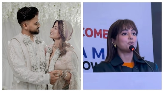Hina Khan also attended an awards event in Mumbai on Thursday. Hina surprised her fans on Wednesday as she announced her wedding to Rocky Jaiswal. Actor Hina Khan is in no mood to take a break. She has jumped back into work mode just a day after tying the knot with her long-time partner, Rocky Jaiswal. Hina stressed that she prioritises her professional commitments, saying work comes first. Also read: Hina Khan beams with joy as she shows off her mehendi in new unseen pics from wedding with Rocky Jaiswal