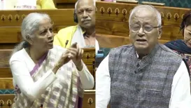 Union Finance Minister Nirmala Sitharaman hit out at Trinamool Congress MP Saugata Roy for objecting to her speaking in Hindi during the debate on the Health