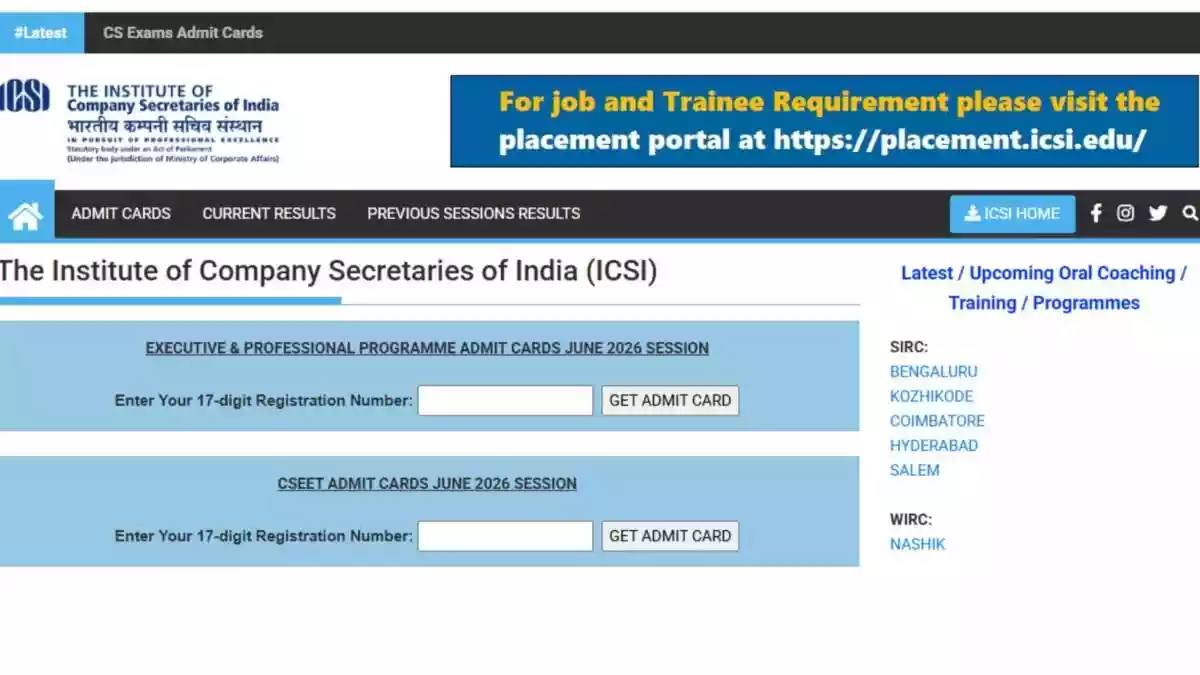 ICSI CSEET June 2026 Admit Card Out