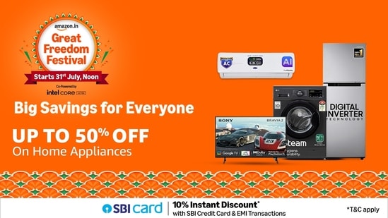 If your fridge hums louder than it cools, or your washing machine demands more attention than your toddler, this might be your moment. The Amazon Great Freedom Festival Sale 2025 is cutting prices sharply on large appliances like refrigerators, washing machines, ACs, dishwashers, and chimneys with discounts going up to 60%.