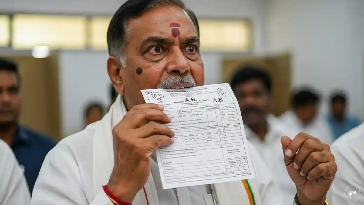 In a bizarre incident, a Shiv Sena (Shinde faction) candidate allegedly tore and swallowed the AB form of his rival nominee from the party for the upcoming