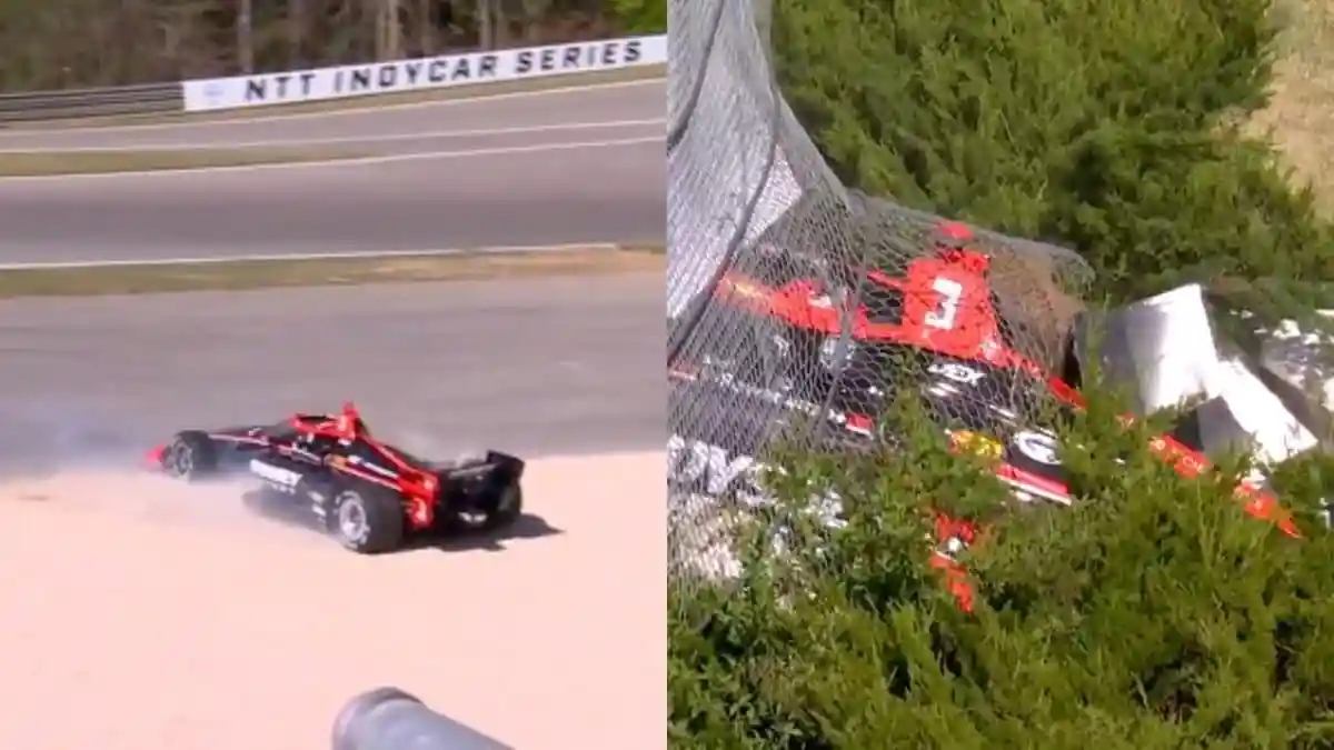 Team Penske’s Scott McLaughlin walked away from a terrifying high-speed crash during second practice at Barber Motorsports Park. Charging down the front